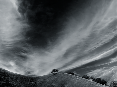 black and white art wallpaper. lack and white hill and sky